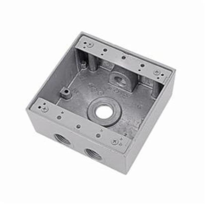 Red Dot 2IH4-2 Universal Weatherproof Box, Die Cast Aluminum, 31.8 cu-in Capacity, 2 Gangs, 4 Outlets, 4-9/16 in L x 4-5/8 in W x 2-1/16 in D